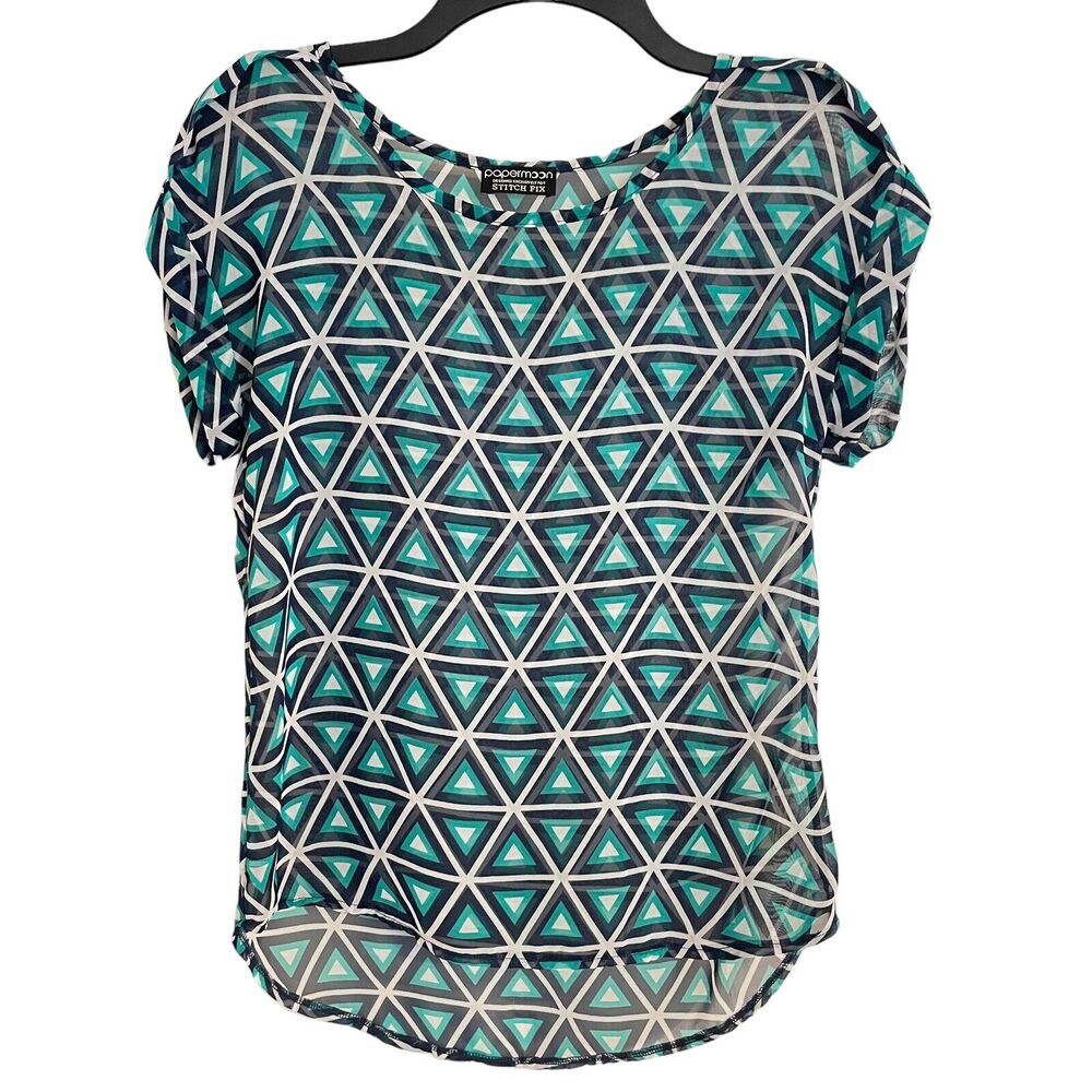 Papermoon by Stitch Fix Sleeveless Sz XS Tank Top Blouse Shirt Black Green Sheer - Picture 1 of 4